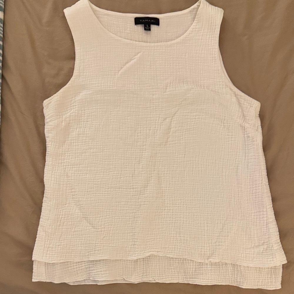 Tahari Off-White Textured Tank Top